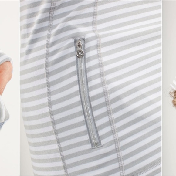 LULULEMON rare Run Back On Track Pullover Silver Spoon Narrow Bold Multi Stripe. - Picture 3 of 16